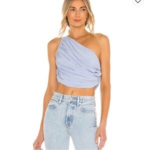 Norma Kamali Diana crop top in blue size small